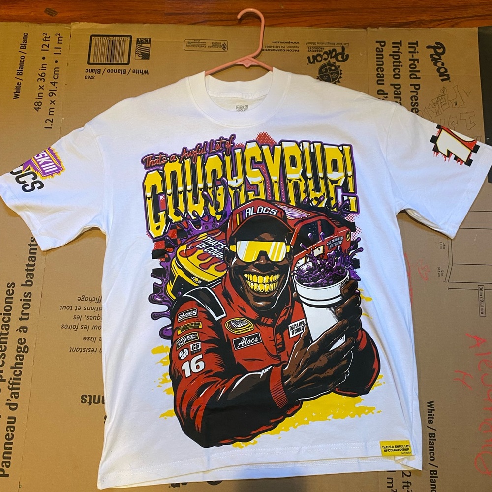 Cough Syrup NASCAR Graphic White Tee